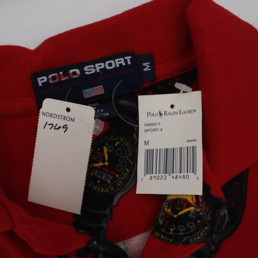 NWT Vintage Ralph Lauren Polo Sport Shirt Mens Medium All Over Watch Print
